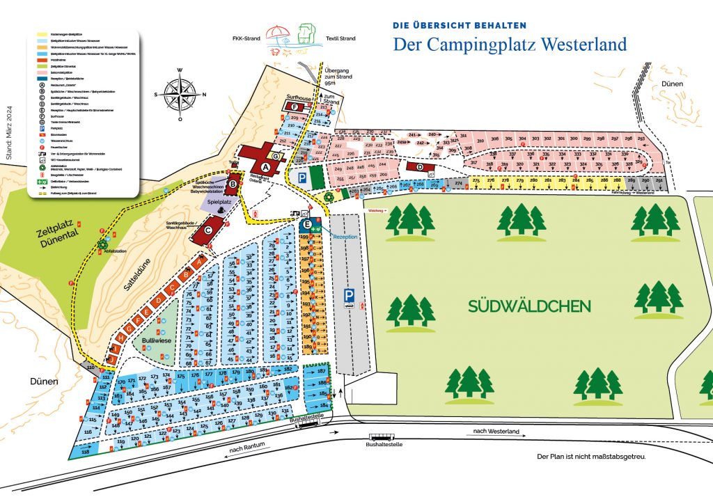 Platzplan des Campingplatzes Westerland